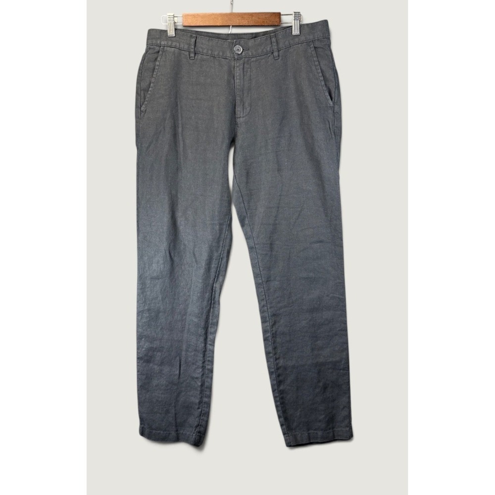 Saks Fifth Avenue Linen Pants Mens 32 Gray Straight Leg Trousers Sailing Cruise